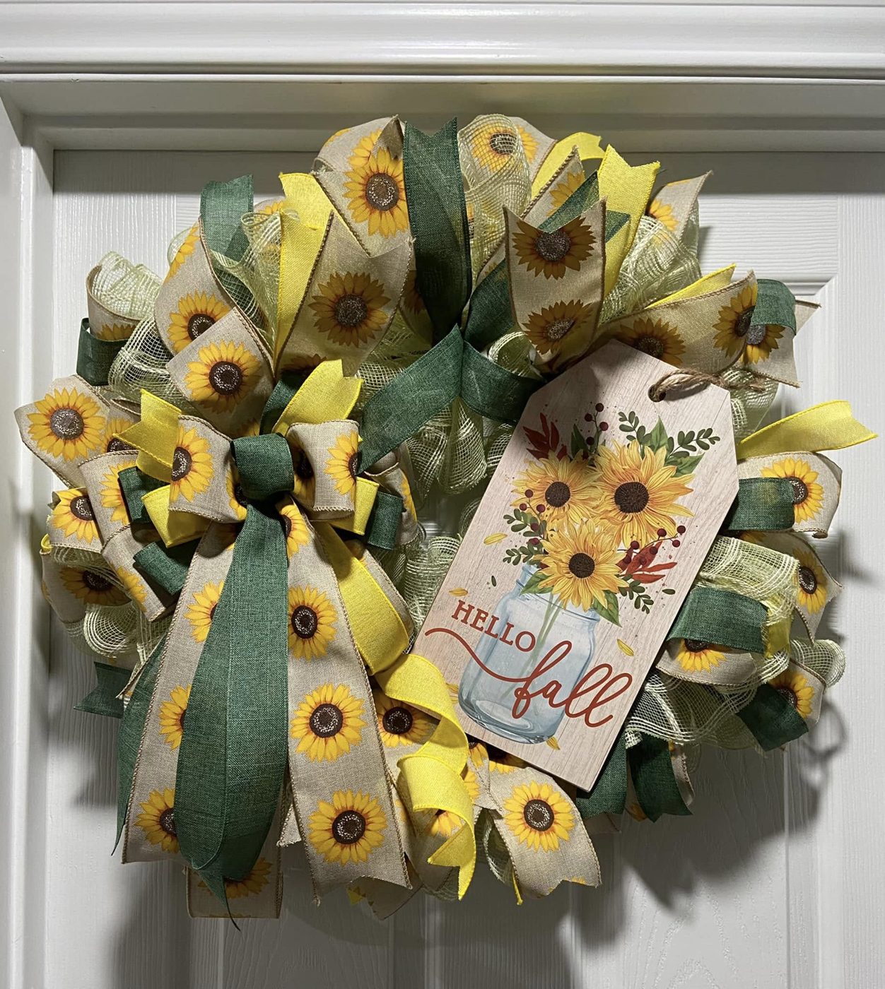 Hello Fall sunflower mesh wreath