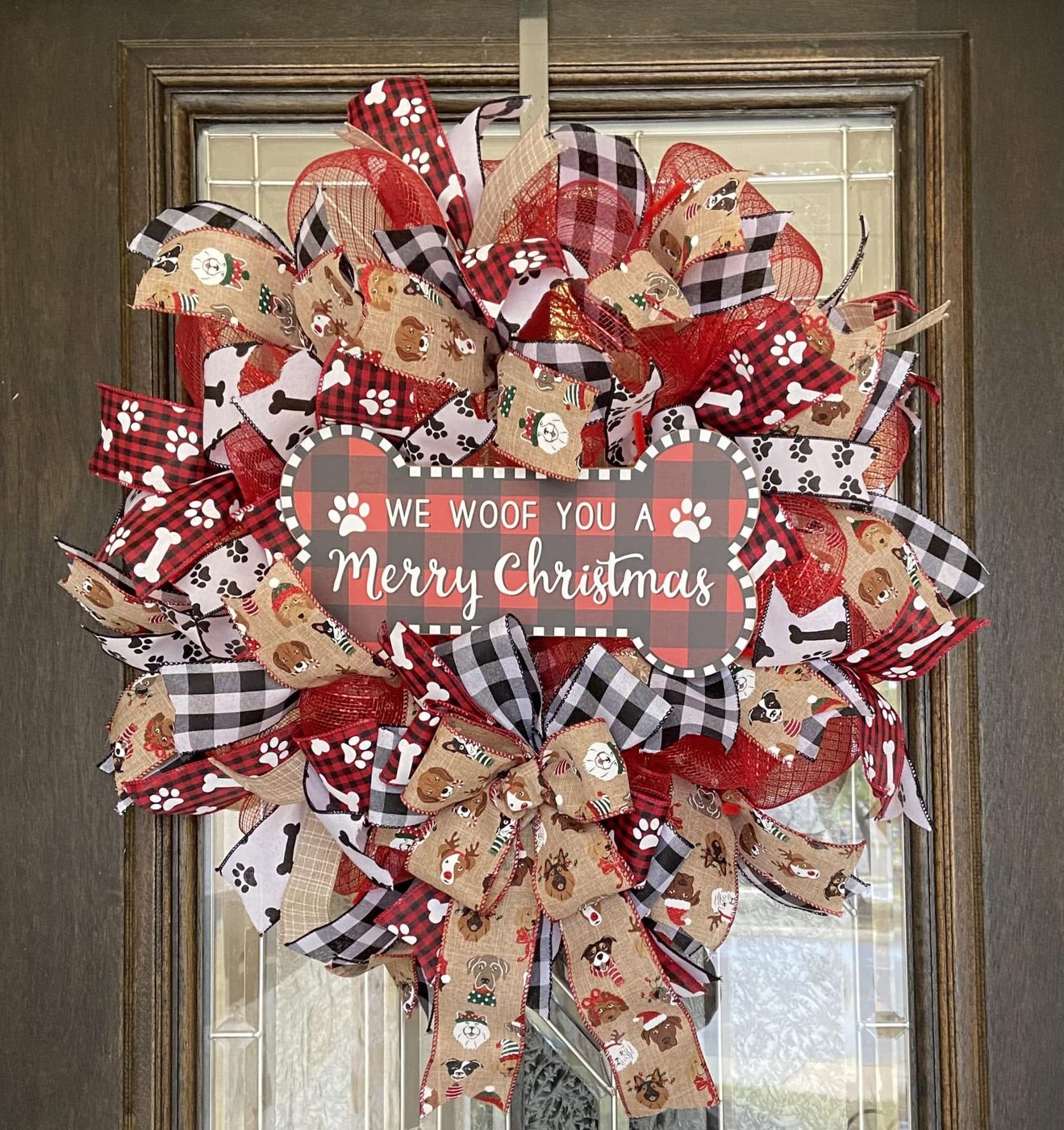 We Woof You a Merry Christmas dog-themed wreath