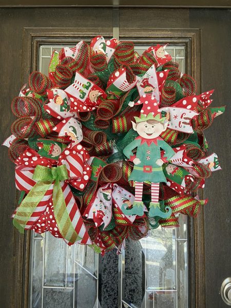 Elf Christmas mesh wreath