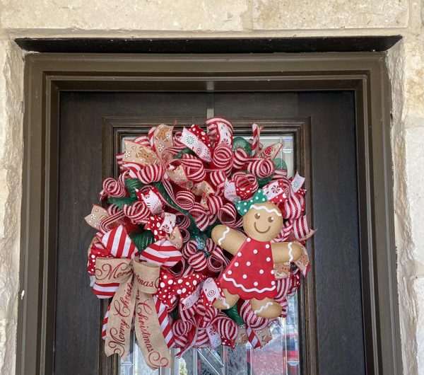 Gingerbread and candy cane Christmas wreath