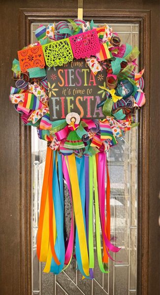 Siesta to Fiesta ribbon and papel picado wreath