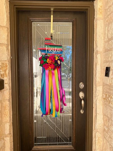 Fiesta sombrero door hanger with ribbons